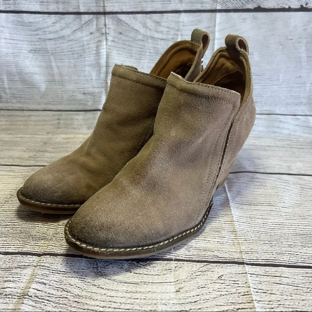 Jeffrey Campbell Women's Size 8 Rosalee Ankle Bootie Taupe Suede Western